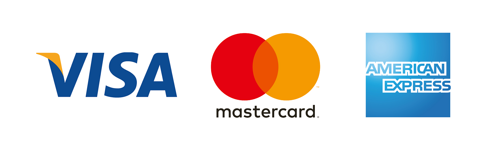 Visa, Mastercard and American Express payment logos